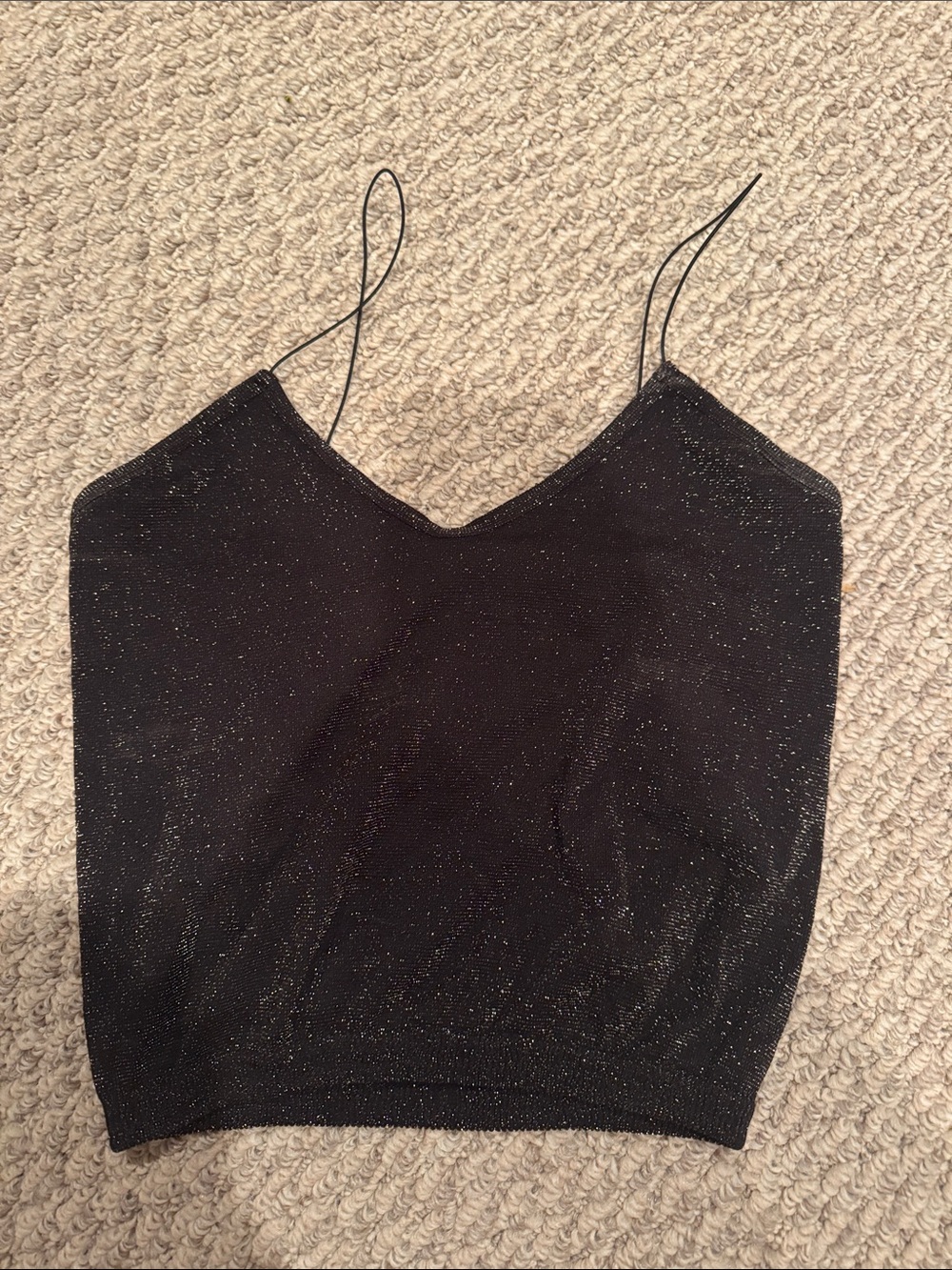 Free People Black Metallic Sparkle V-Neck Cami top